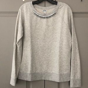 Sweatshirt with Jeweled Collar